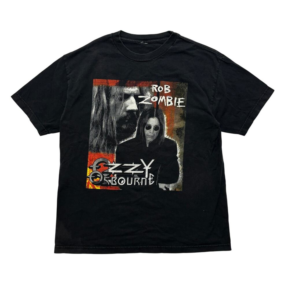 VTG 90's Ozzy Osborne Rob Zombie Parking Lot Graphic T-Shirt Black Men's L